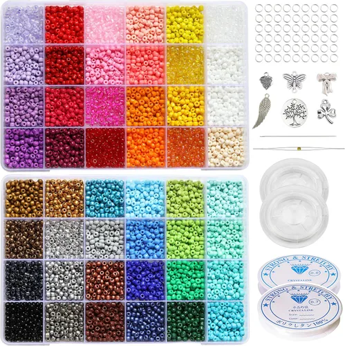 Miniatura 8 de Bala&Fillic Tamaño de 0.079 in, cuentas de semillas de 48 colores, alrededor de 38000 piezas en caja de almacenamiento, 12/0 cuentas de semillas