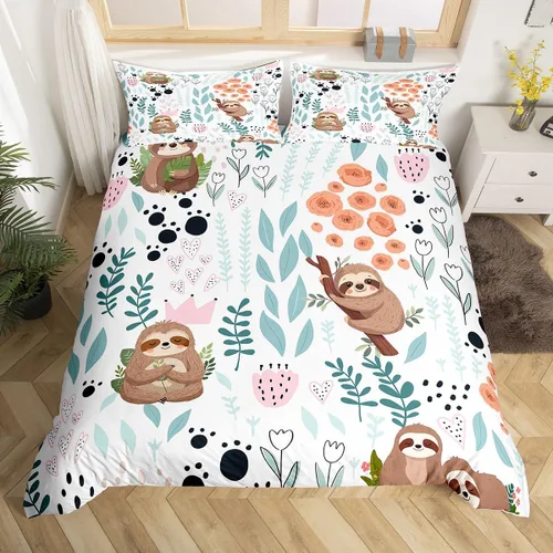 Miniatura 19 de Erosebridal Juego de ropa de cama individual de animales de la selva para niñas y niños, funda de edredón de elefante oso, tigre, león, safari