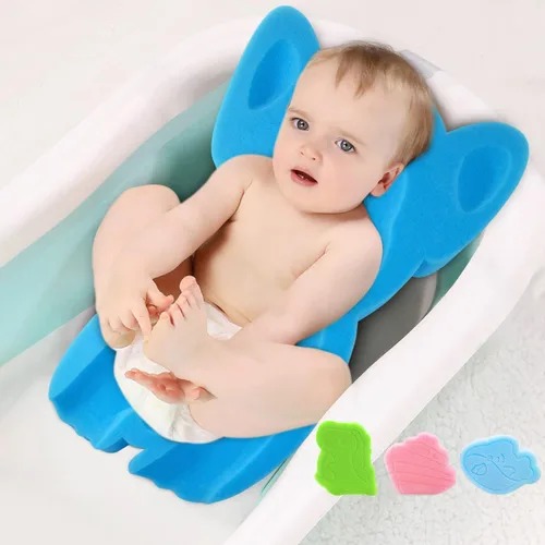 Miniatura 6 de Esponja de baño infantil suave elefante bebé alfombra de baño recién nacido cómodo espuma antideslizante cojín (azul, 1 juego)