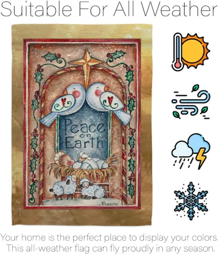 Miniatura 6 de Bandera de palomas de la paz en la tierra, decoración de pesebre, pancarta de invierno para colgar en la pared, hogar, porche, exterior, tapiz