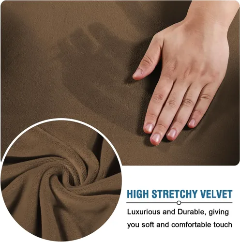 Miniatura 4 de H.VERSAILTEX - 4 fundas para sofá de terciopelo de lujo de alta elasticidad, funda protectora para muebles, funda de terciopelo grueso para sofá