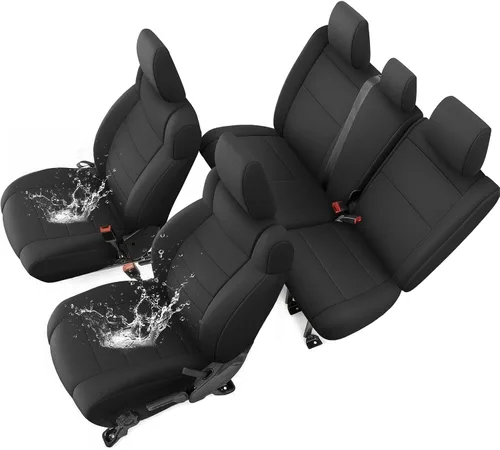 Miniatura 17 de GIANT PANDA Fundas de asiento de neopreno para Jeep Wrangler JK de 4 puertas (2007), neopreno UV y resistente al agua, juego completo de fundas