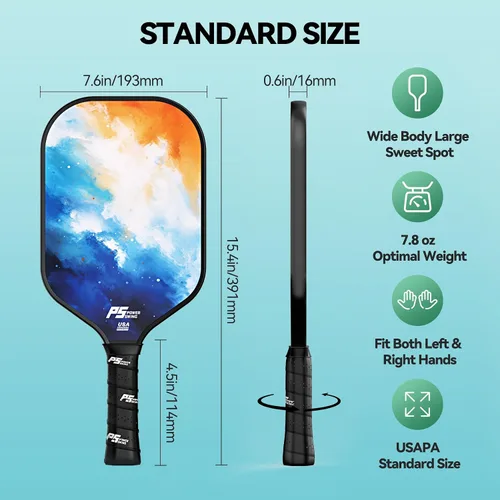 Miniatura 5 de Pickleball Paddles Set of 2 - USAPA Approved Fiberglass Pickleball Paddles Set with 2 with SRT Pro Polymer Honeycomb Core, 4 High-Performance
