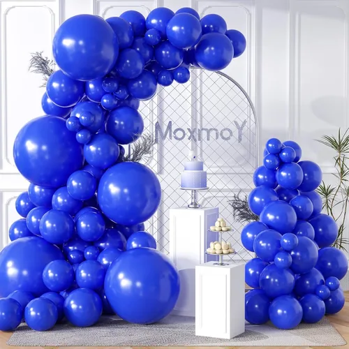 Miniatura 18 de 102 globos de color azul cromado de 18 pulgadas, 12 pulgadas, 10 pulgadas, 5 pulgadas, diferentes tamaños, kit de globos metálicos de fiesta