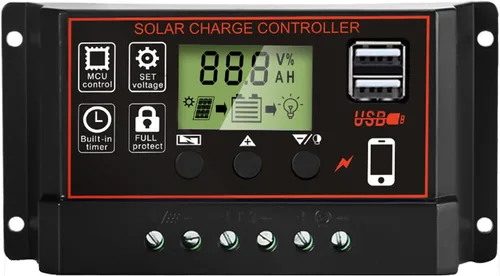 Miniatura 8 de Controlador de carga solar MPPT 100A, 12/24/36/48V, pantalla LCD, USB dual, negro