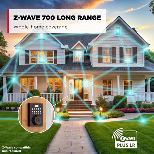 Miniatura 3 de Kwikset HomeConnect 620 Z-Wave con teclado inteligente de largo alcance, cerradura sin llave conveniente, códigos de usuario personalizables, Bronce