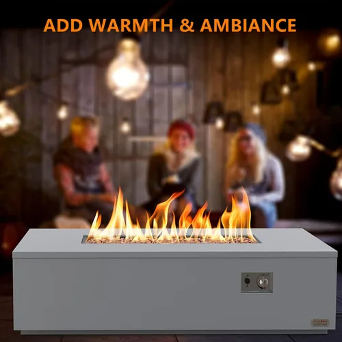 Miniatura 5 de Mesa de fogata de 60 pulgadas para exteriores de alta calidad con rocas de lava y manguera de 12 pies, mesa grande de fuego de gas propano, chimenea