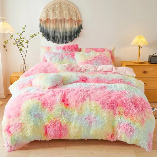 Miniatura 26 de Besfunny Juego de funda de edredón de felpa mullida y acuática Twin Set – Juego de ropa de cama de piel sintética de felpa acuática de 2 piezas