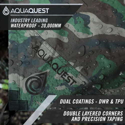 Miniatura 2 de AquaQuest Defender - Lona resistente impermeable (20,000 mm) con costuras selladas para camping, bushcraft y supervivencia Verde oliva (Olive Drab)