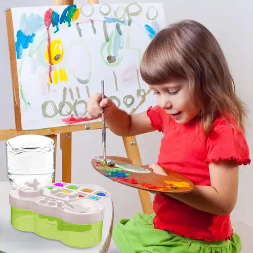 Miniatura 6 de Limpiador de pinceles de pintura, pincel acrílico multifuncional para pintura facial, estación de lavado, cepillo de agua para todo propósito, Verde
