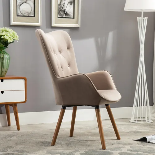 Miniatura 4 de Roundhill Furniture - Silla decorativa doarnin contemporánea de terciopelo sedoso con respaldo de botones, Tela, Chocolate