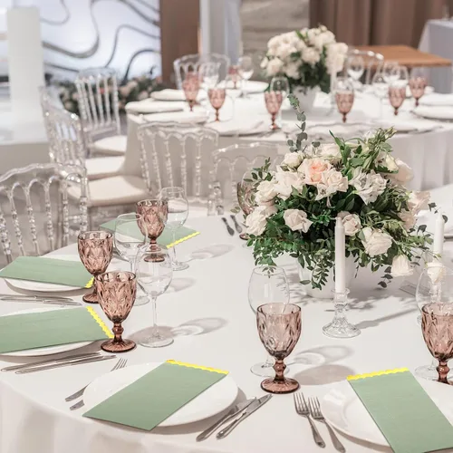 Miniatura 6 de Panelee 100 servilletas de papel verde salvia con borde festoneado dorado y bordes festoneados, toallas de mano desechables verdes para boda