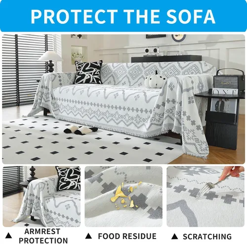 Miniatura 3 de Fundas Boho para Sofá Antideslizantes, Fundas de Sofá Lavables para Sofá de 3 Cojines, Funda Manta para Sofá Seccional Apta para Mascotas, Protector