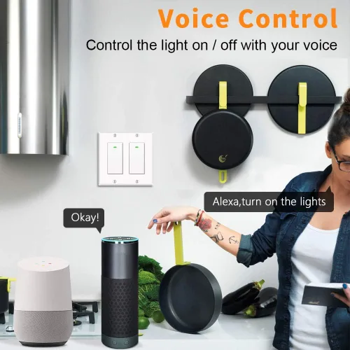 Miniatura 3 de Interruptor inteligente, interruptor de luz inteligente WiFi compatible con Amazon Alexa y Google Home, necesita cable neutro, con control remoto