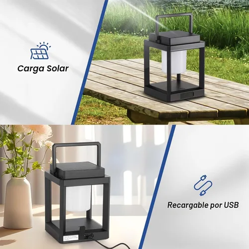 Miniatura 4 de Linterna Solar de Mesa para Exteriores: Luces LED Colgantes Portátiles - Luces Decorativas Impermeables para Patio y Camping