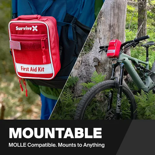 Miniatura 7 de SurviveX Pequeño kit de primeros auxilios para automóvil, viajes y hogar – Kit de emergencia para senderismo, camping, mochilero y al aire libre