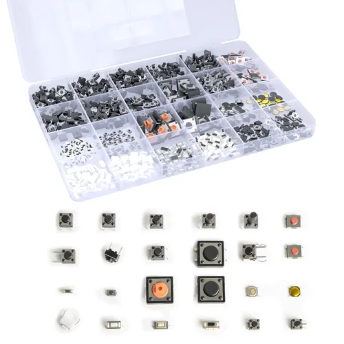 Miniatura 7 de QTETAK - Juego surtido de 200 piezas de 10 valores micro momentáneos con botón táctil