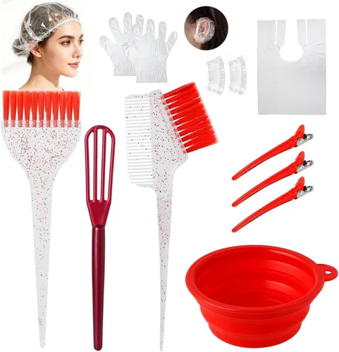 Miniatura 9 de Juego de brochas y tazones de color para teñir el cabello, juego de brochas de color para mezclar tazón, peine para teñir el cabello (negro)