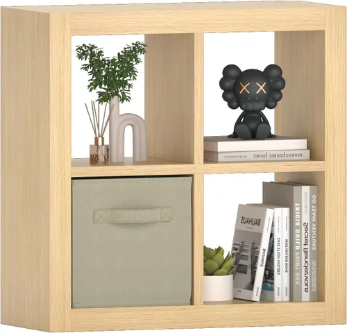 Miniatura 16 de furtble Estantería organizadora de almacenamiento de 8 cubos, moderna estantería abierta de madera, estante de exhibición multifuncional para sala