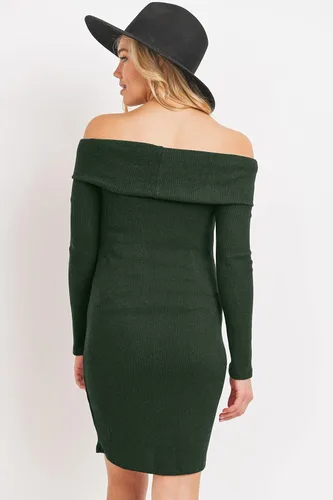 Miniatura 2 de LaClef Women's Off Shoulder Sweater Knit Maternity Dress