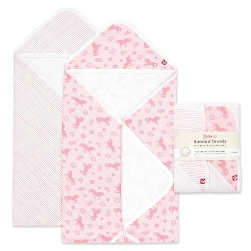 Miniatura 10 de Zutano Toallas de bebé con capucha, toalla de baño de algodón orgánico, toalla de bebé ultra suave y absorbente para recién nacidos y bebés, juego