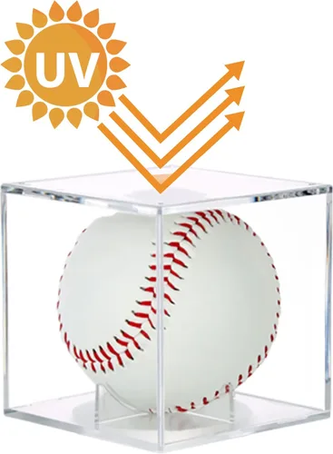 Miniatura 5 de Paquete de 8 vitrinas de béisbol, caja de béisbol, soporte cuadrado de acrílico con protección UV, para pelota