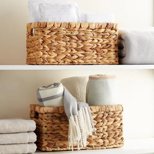 Miniatura 3 de Juvale Cesta rectangular pequeña de mimbre, cesta de jacinto de agua tejida a mano, se adapta a estantes de almacenamiento estándar, paquete de 2