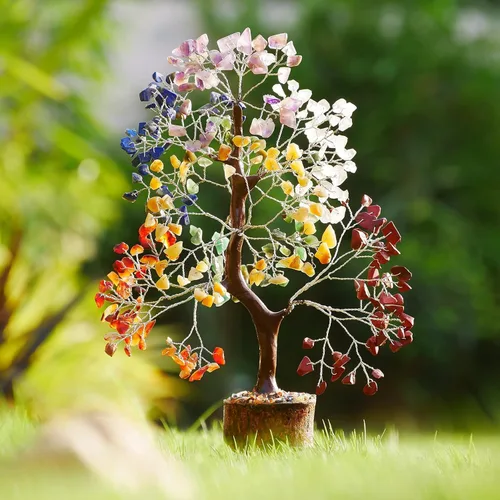Miniatura 6 de Figura de árbol de piedras preciosas de los siete chakras de Feng Shui, bonsái de dinero, de buena suerte, reiki, cristales curativos, equilibrio
