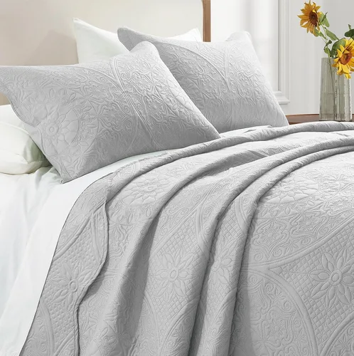 Miniatura 48 de IR Imperial Rooms Velvet Twin Quilt Bedspread Comforter Bedding Set 2 Pcs Diamond Pattern - (68"x86") Bedspread Coverlet + 1 Pillow Shams