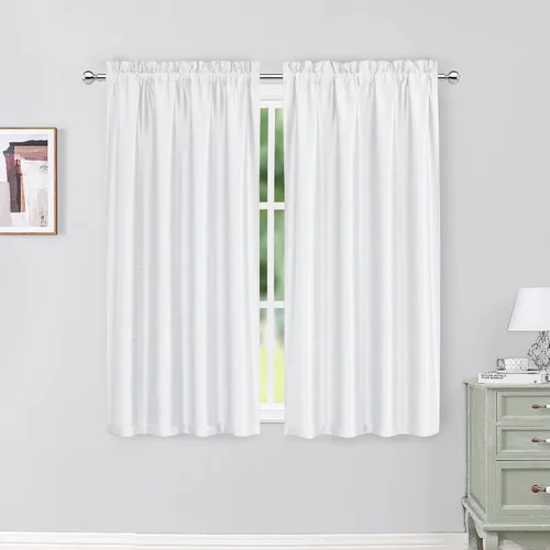 Miniatura 34 de Chyhomenyc Uptown - Cortinas negras de 24 pulgadas de largo, 2 paneles, cortinas cortas de seda sintética para oscurecer la habitación, cortinas