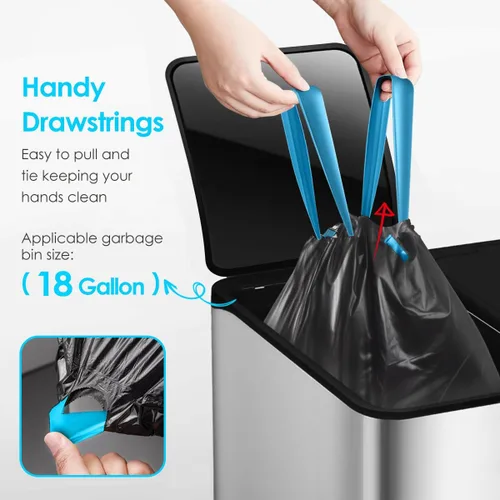 Miniatura 39 de Bolsas de basura de 7 galones, 100 unidades, bolsas de basura con cordón resistentes de Teivio, bolsas para papeleras de baño, bolsas de plástico
