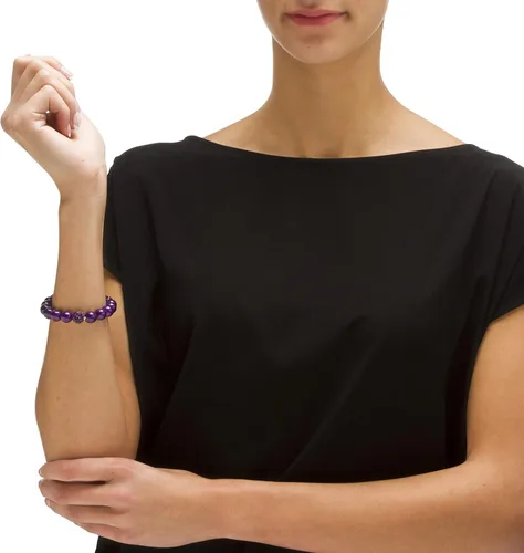 Miniatura 3 de PalmBeach - Pulsera elástica con piedra natal de ágata auténtica (0.394 pulgadas), 8 pulgadas de longitud