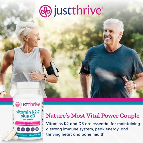 Miniatura 3 de Just Thrive Vitamina K2-7 Plus D3 - Suplemento para la salud inmunológica, cardíaca y ósea, 60 cápsulas vegetales