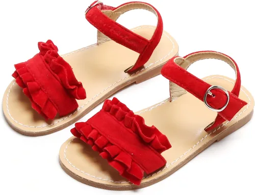 Miniatura 4 de Otter MOMO Girls Sandals Open Toe Princess Flat Sandals with Ruffle Summer Sandals