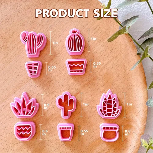 Miniatura 4 de KEOKER Cortadores de arcilla para joyas de arcilla polimérica, cortadores de arcilla polimérica de cactus para fabricación de joyas, 10 formas