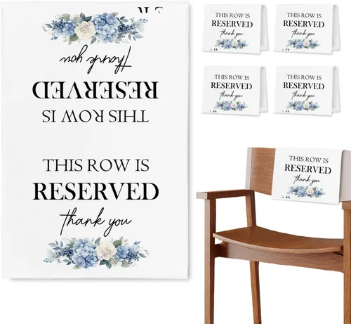 Miniatura 15 de Señales de Asiento Reservado para Sillas, Esta Fila Está Reservada Paños de Banco para Asientos de Iglesia, Decoraciones de Boda para Recepciones