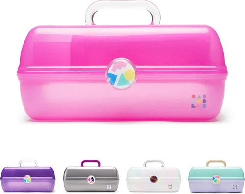 Miniatura 32 de Caboodles On-The-Go Girl - Caja de maquillaje para chicas, dos tonos violeta sobre brillo plateado, caja organizadora de maquillaje de plástico