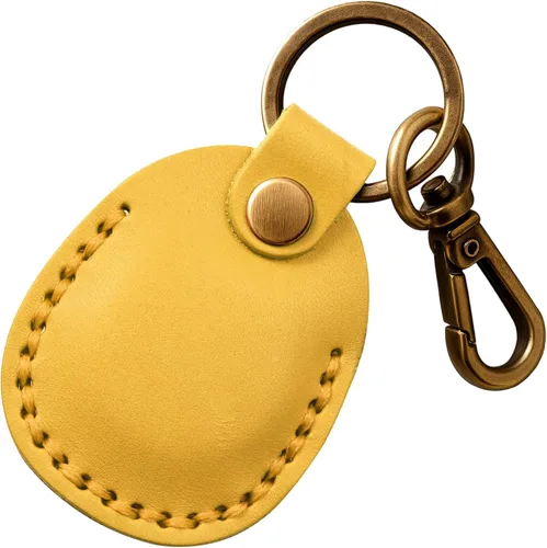 Miniatura 15 de Llavero de Airtag de cuero genuino, llavero portátil de Air tag con anillos para llaves, funda de cobertura oculta completa compatible con Airtag
