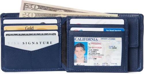 Miniatura 3 de Alpine Swiss - Cartera de piel con cremallera para hombre cierre de cremallera