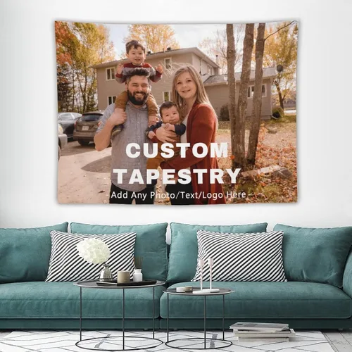 Miniatura 14 de AXKEUDO Regalos para la familia, tapiz personalizado con cualquier foto, telón de fondo para colgar en la pared como arte de pared, recuerdos Diseño