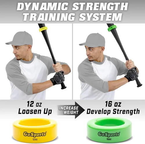 Miniatura 2 de GoSports Baseball and Softball Bat Weights - 2 Pack Baseball Donuts - 16 oz & 12 oz