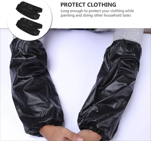 Miniatura 5 de EXCEART 2 pares de fundas impermeables de PVC a prueba de aceite, protector de brazo para antebrazo, protector para cocina, limpieza, lavado