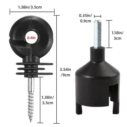 Miniatura 5 de Cerca eléctrica mejorada de alambre de polietileno de 656 pies, 200 metros y 100 unidades de anillo de valla aislante negro con 1 pieza