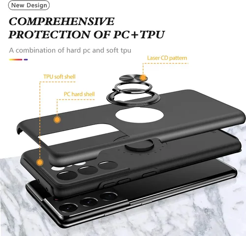 Miniatura 4 de Funda para Samsung Galaxy S21 Ultra, con protector de pantalla de TPU flexible autorreparable, 2 unidades, grado militar, doble a prueba de golpes