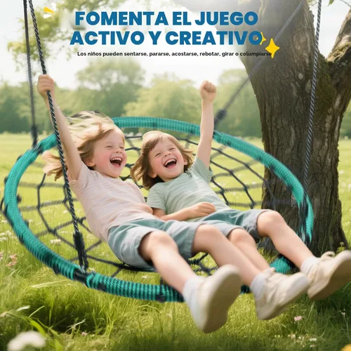 Miniatura 7 de Trekassy - Columpio de tela de araña de 40 pulgadas para árbol, de 750 libras, para niños y adultos, red para exterior con marco de acero y 2 Verde