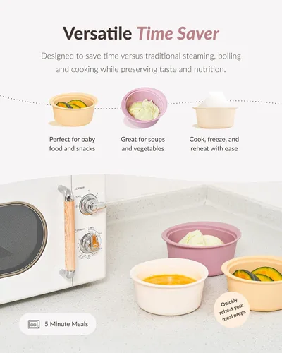 Miniatura 5 de Moyuum Vaporizador de silicona para microondas, fabricado en Corea, cuenco para preparar alimentos para bebés con tapa, olla de vapor para huevos
