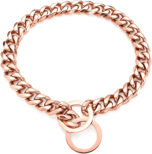 Miniatura 4 de Collar de oro para perro, cadena P de oro de 18 quilates, cadena de eslabones cubanos de 0.433 in, 0.591 in, 0.748 in, para entrenamiento
