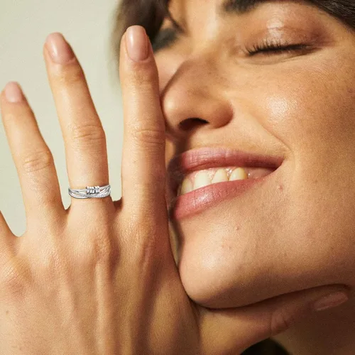 Miniatura 3 de PABBEU Anillo de ansiedad para mujer de plata de ley 925, anillo giratorio con circonita cúbica ajustable, anillo antiestrés para mujer Anillo