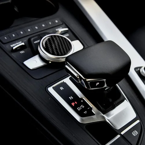 Miniatura 2 de Blazeray Accesorios interiores de fibra de carbono, cubierta decorativa, ajuste adhesivo para Audi A4 B9 2017-2019 (cubierta de perilla central)
