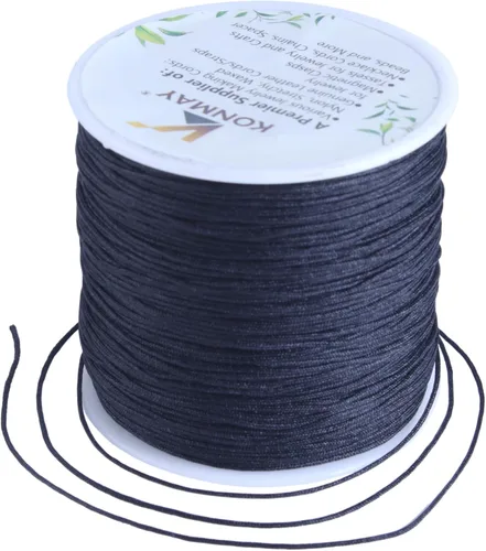 Miniatura 143 de KONMAY 1 rollo de cuerda de nailon para hacer pulseras de 150 yardas, trenzado de nailon Shamballa Macramé/cordón de cuentas de 0.4mm, cordón